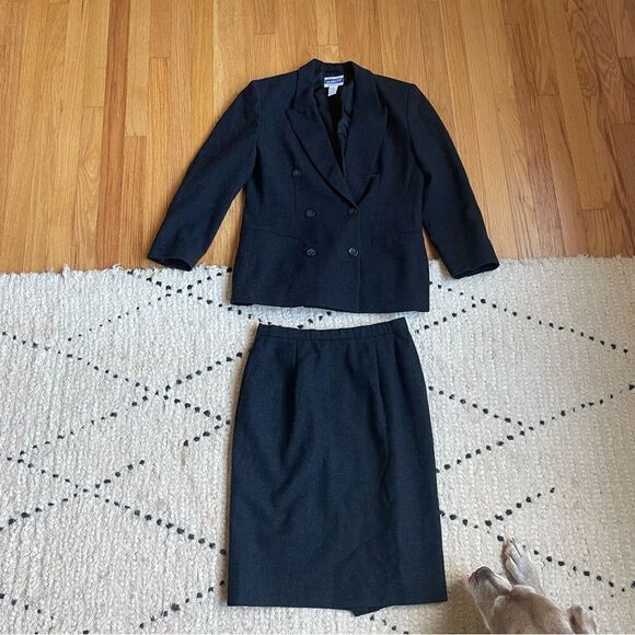 Pendleton suit womens 2 piece 100% wool blazer skirt heathered grey suit size 8 - Picture 3 of 16
